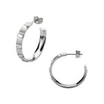 Stainless Steel Brushed Hoops with Baguette CZs Stainless Steel Brushed Hoops with Baguette CZs